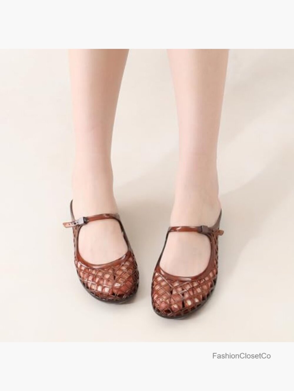See-Through Mesh Mary Jane Flats Closed Toe Slip On Breathable Flat Sandals - Picture 6 of 7